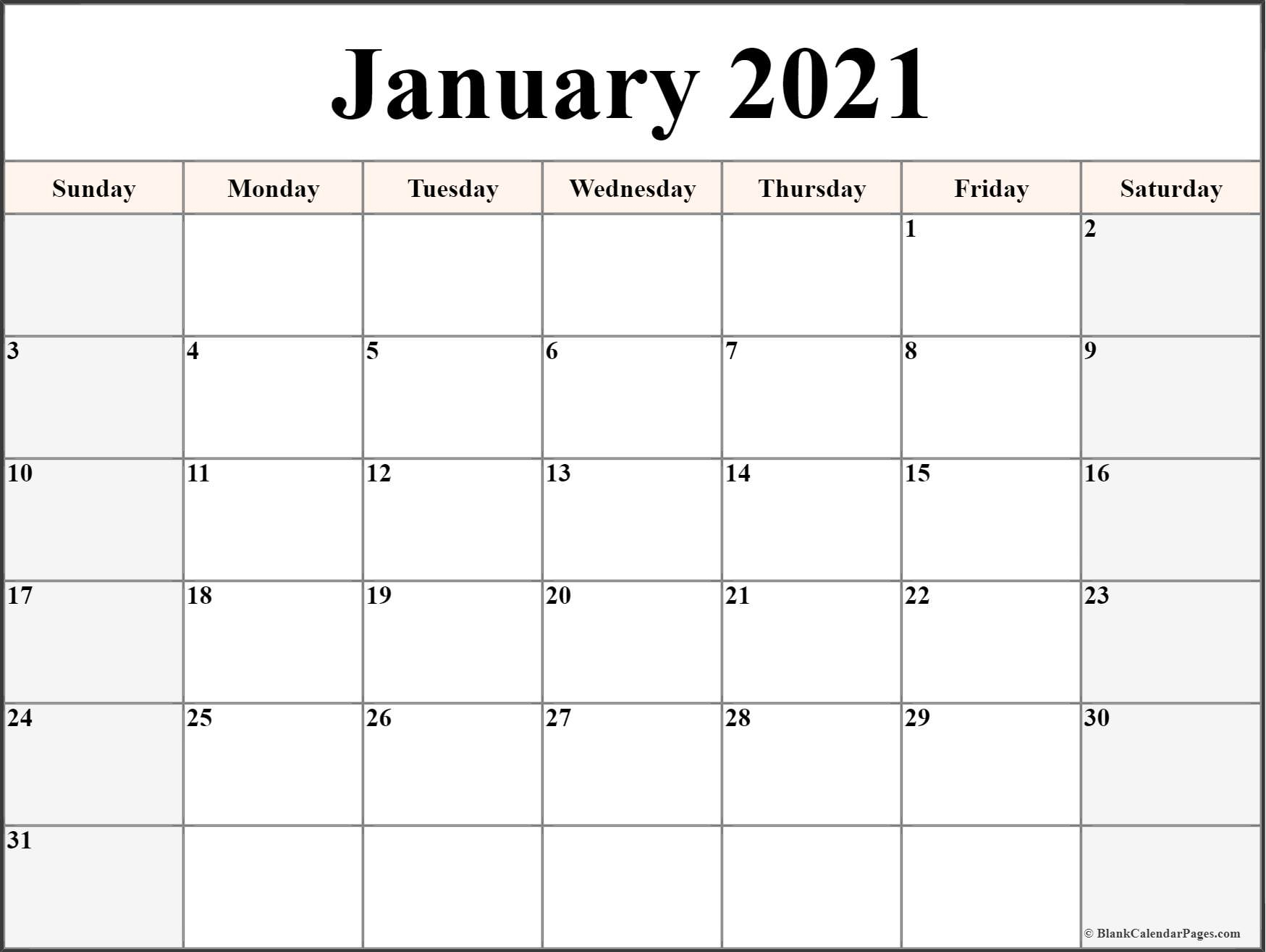 january 2021 calendar free printable monthly calendars