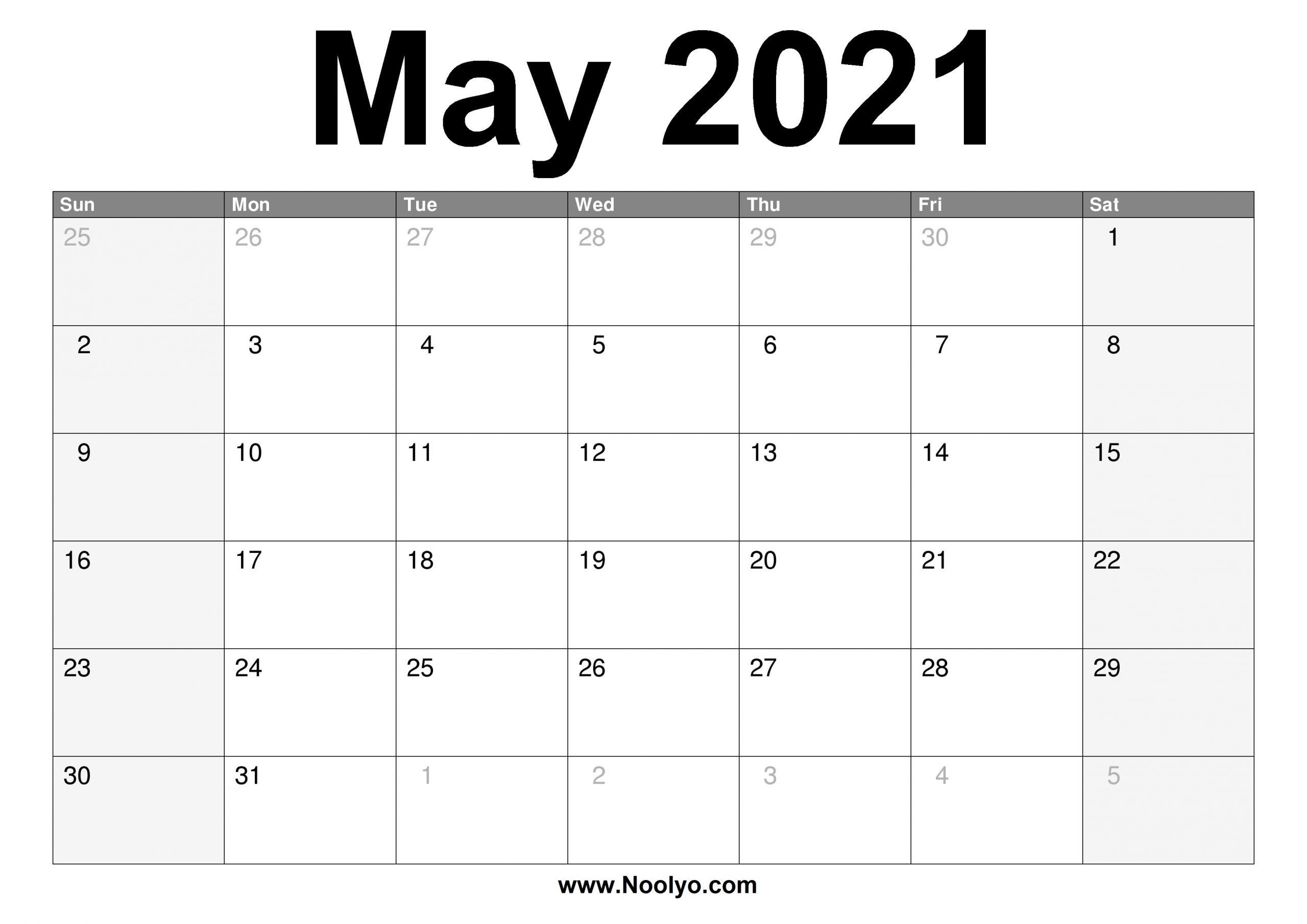 May 2021 Calendar Printable Free Download Noolyo