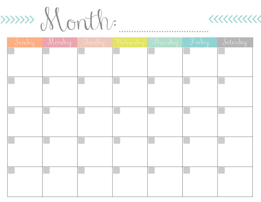 monthly calendar free printable