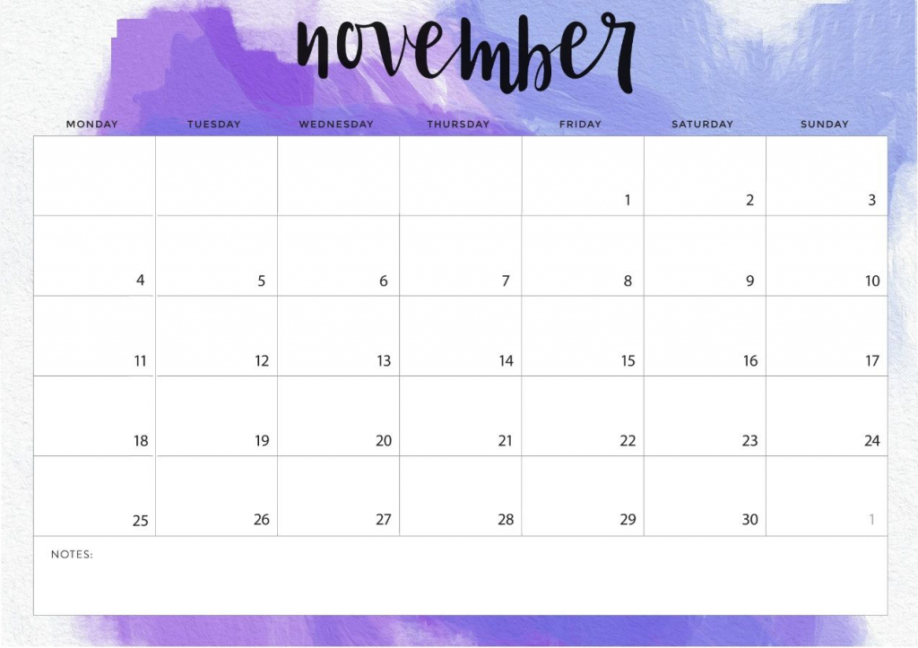 november 2020 8 5 x 11 calendar template 2020