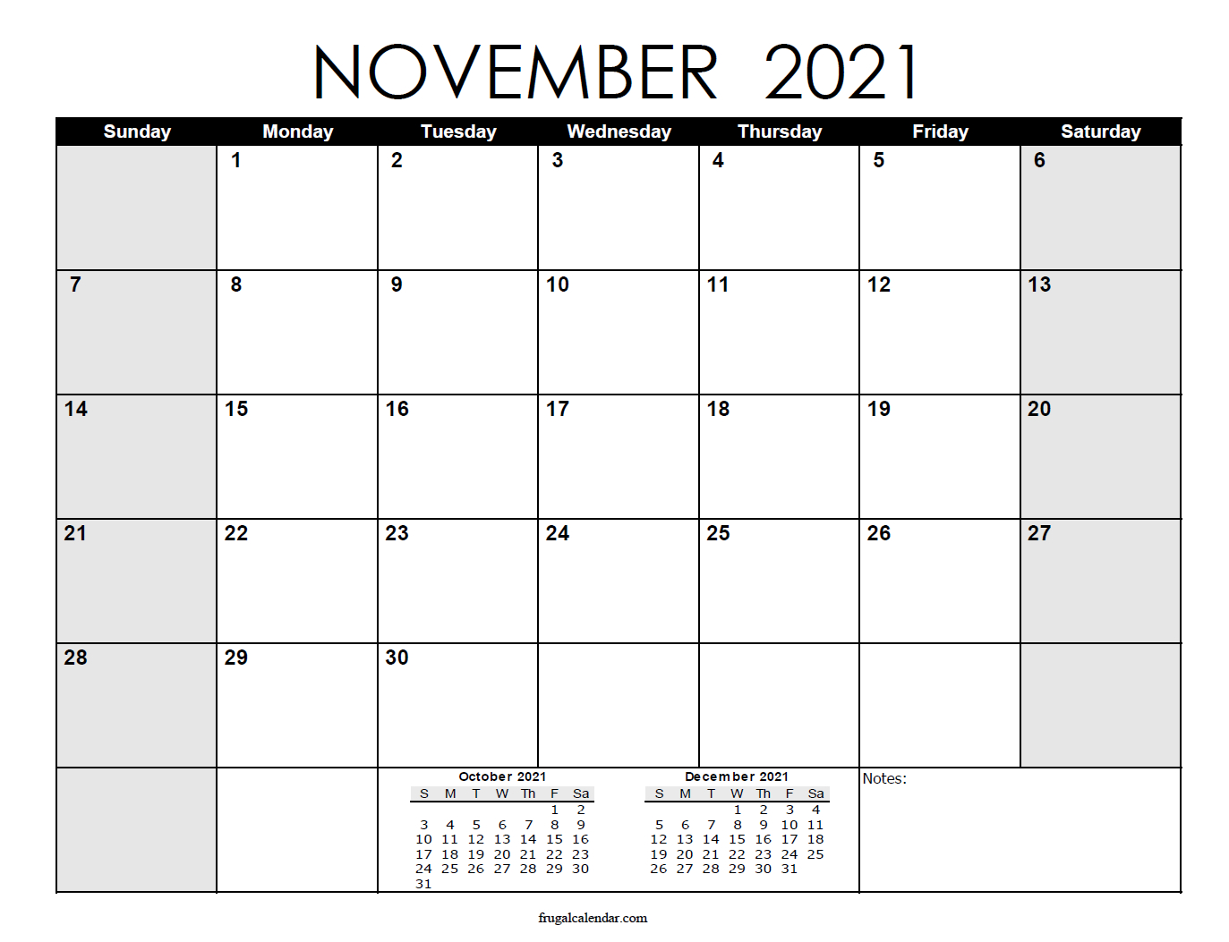 november 2021 calendars printable