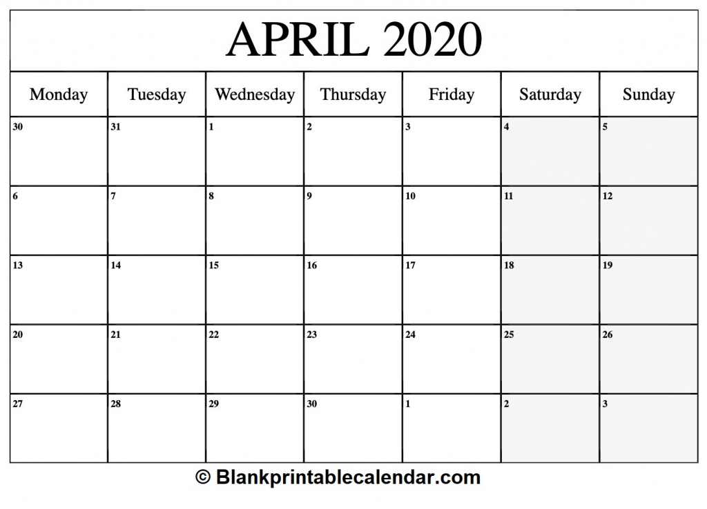 Printable 30 Day Calendar 2020 Calendar Template 2020