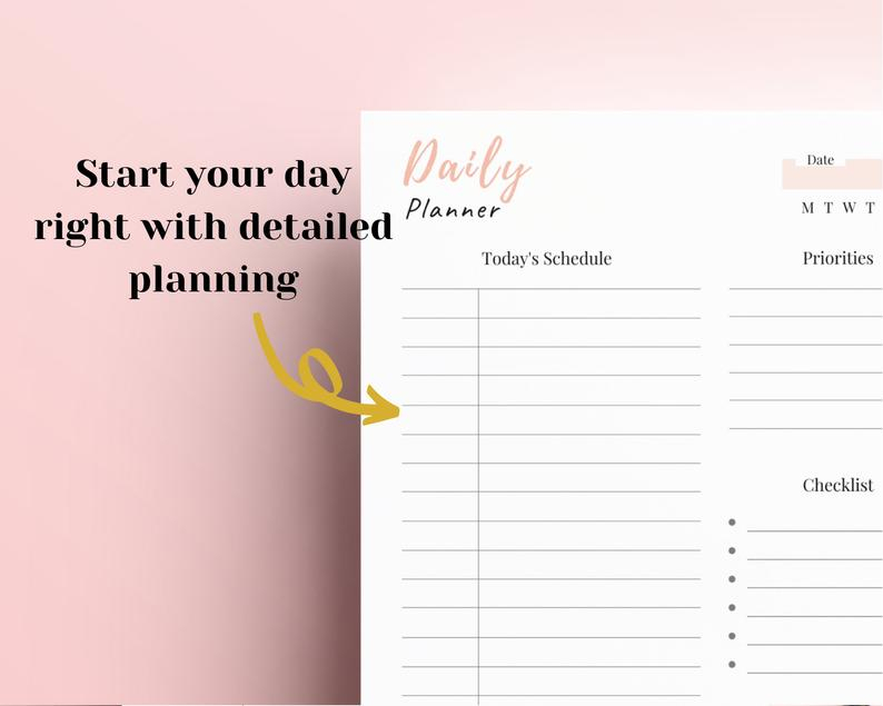 printable daily planner 2020 2021 hourly planner day etsy