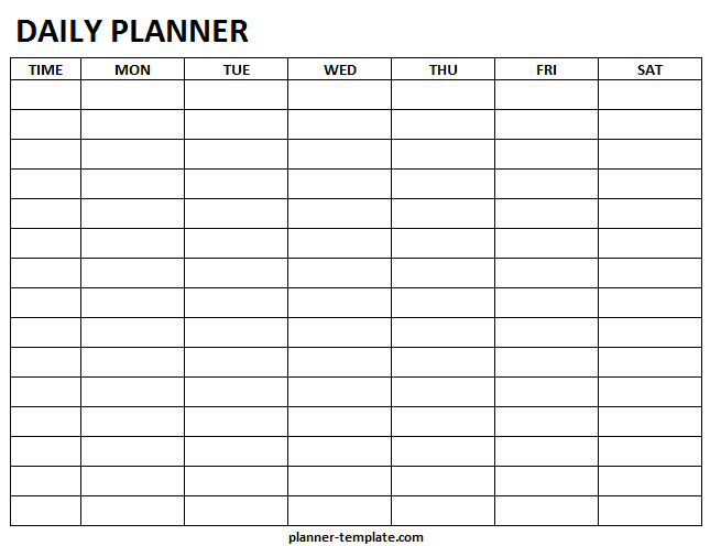 Printable Daily Planner Template Blank Daily Hourly