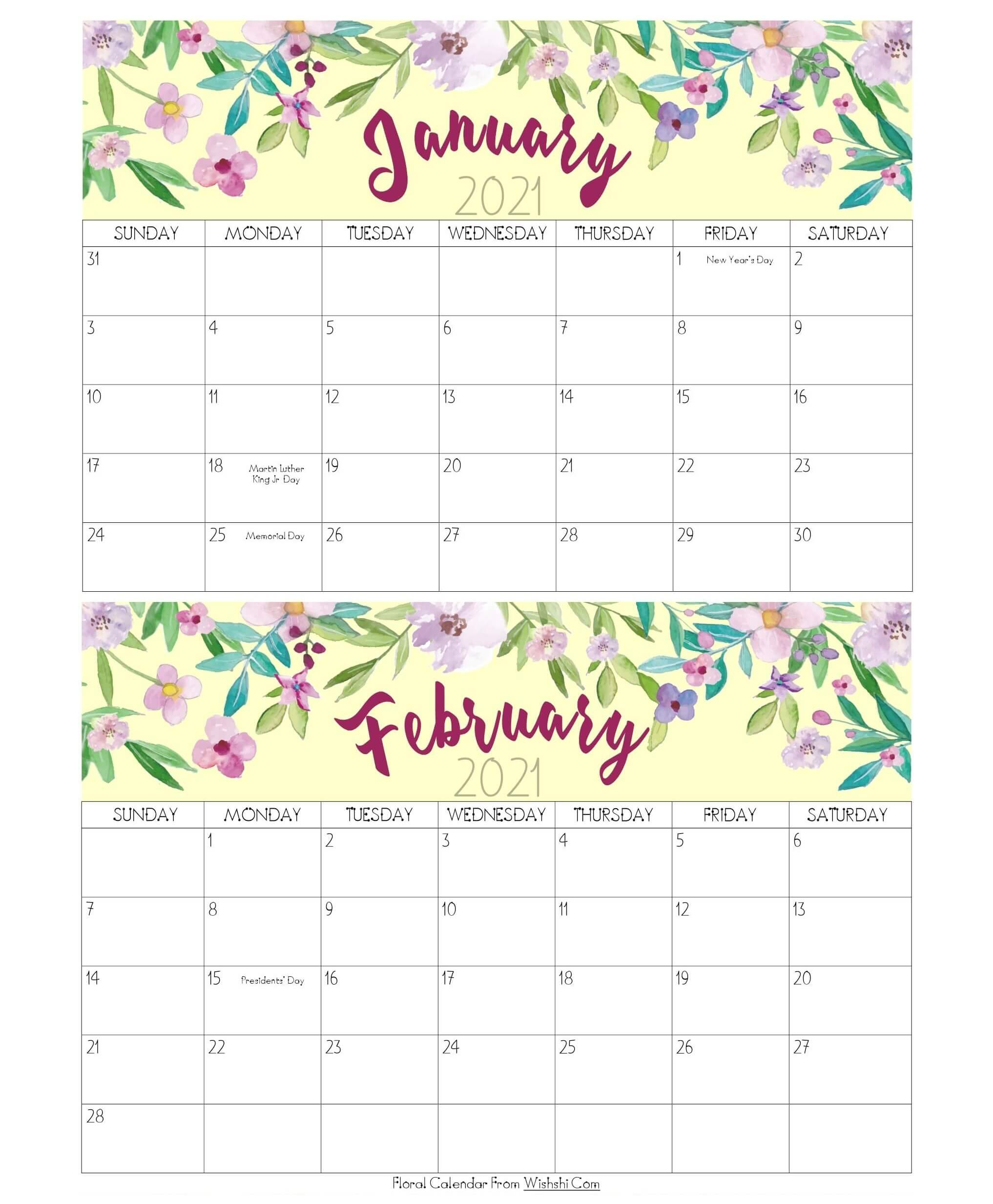 Printable January February 2021 Calendar Free Printable