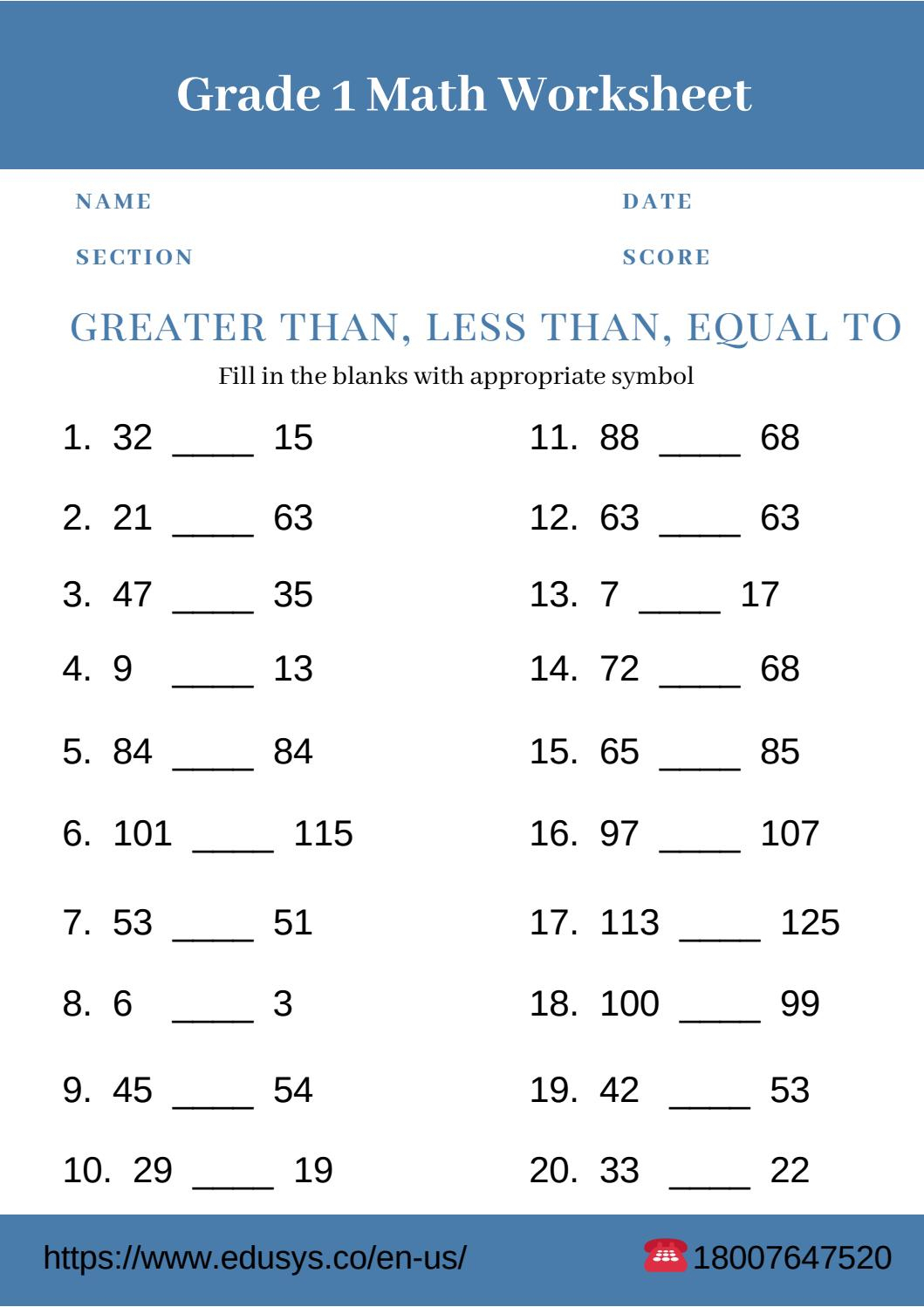 1st Grade Math Worksheets Printable Free Pdf Download