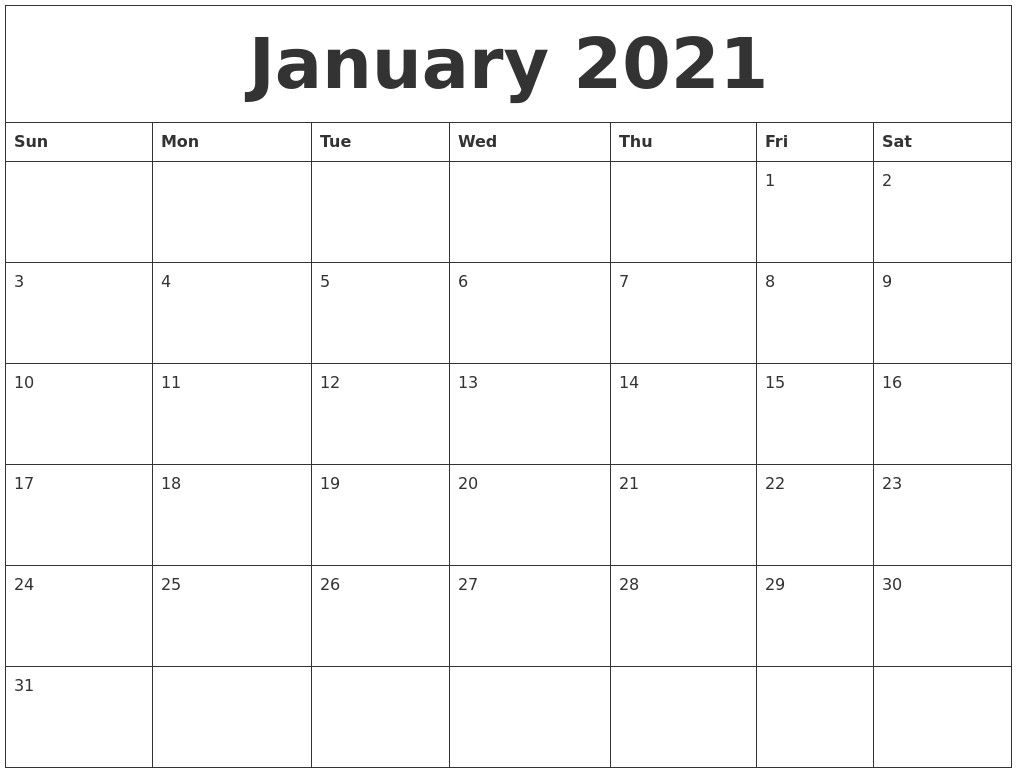 20 Downloadable 2021 Calendar Template Word Free