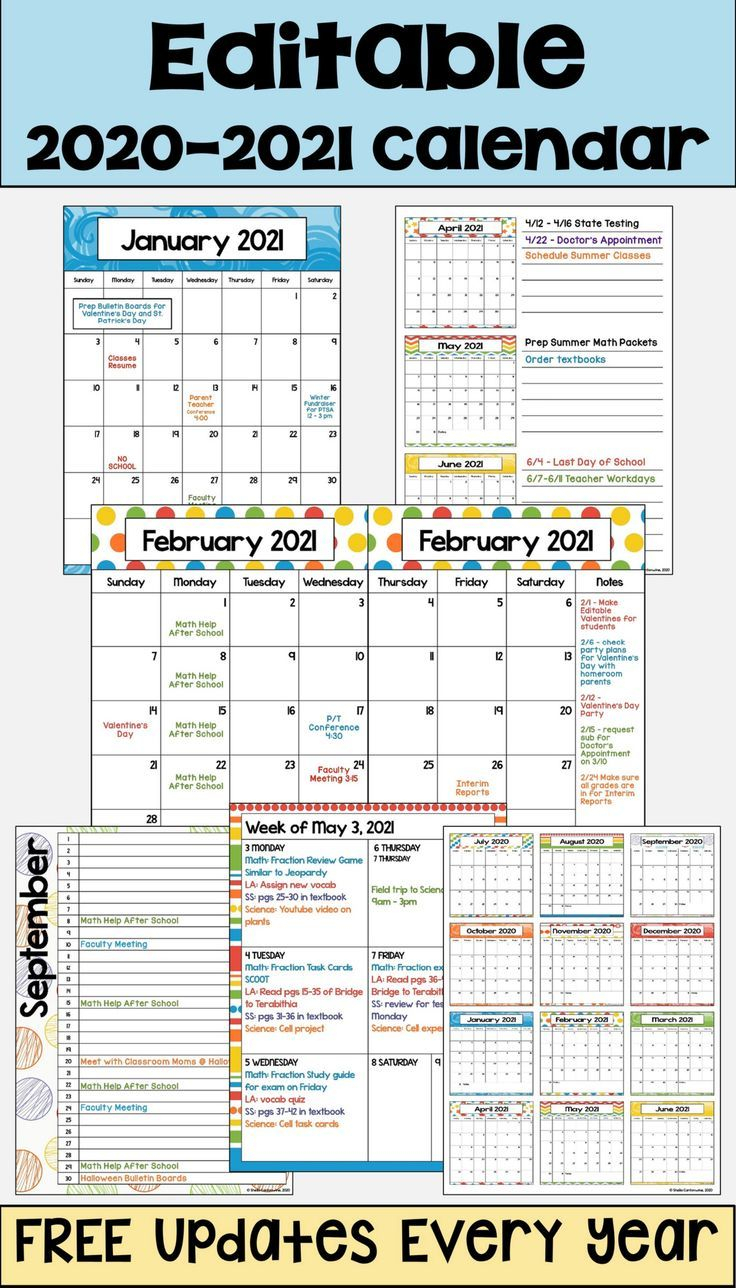 20 Editable 2021 Calendar Template Free Download