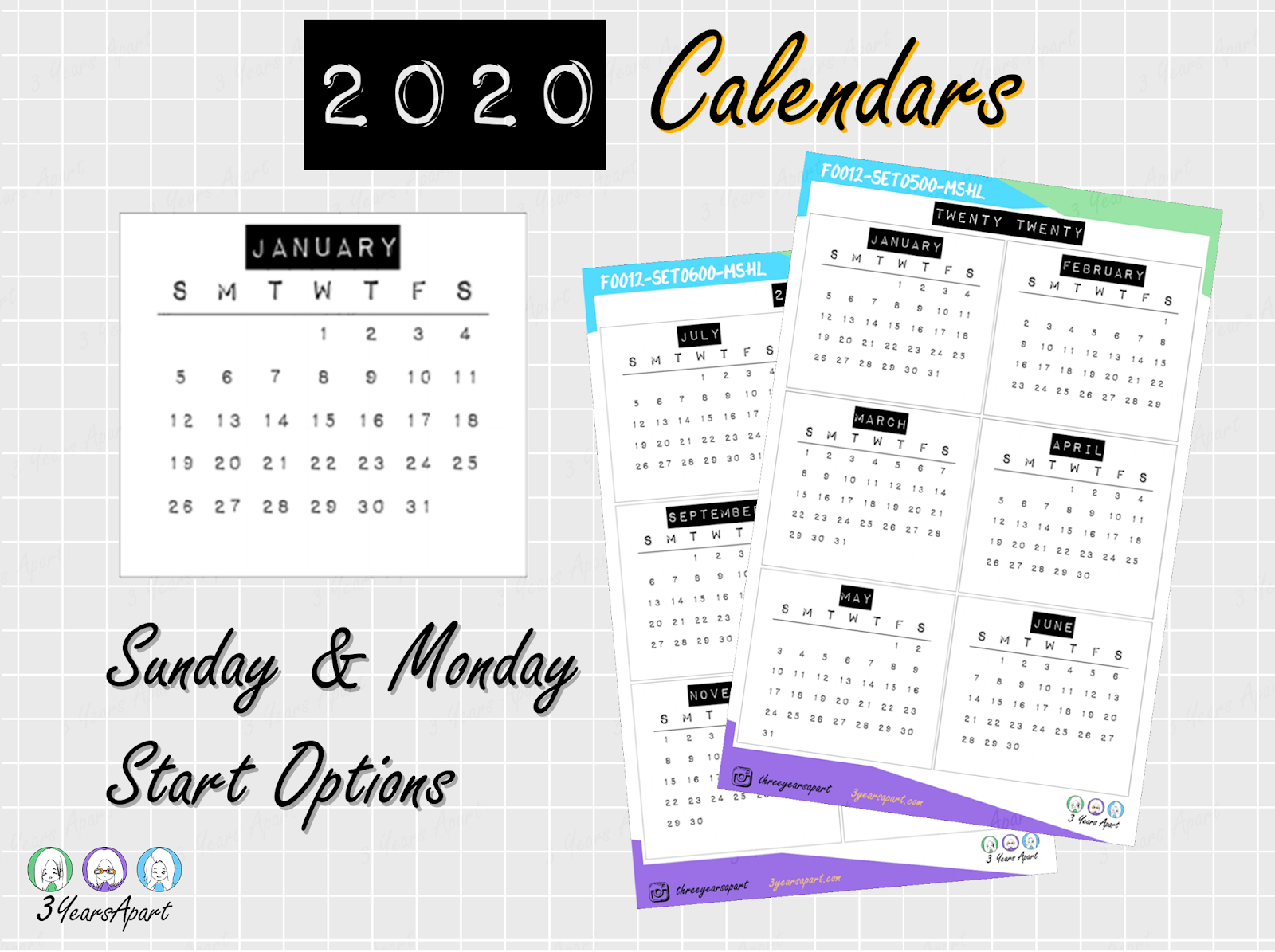 2020 Yearly Calendar Free Printable Bullet Journal And
