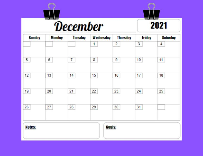 2021 Calendar Printable Template 12 Month 8 5 X 11 Instant
