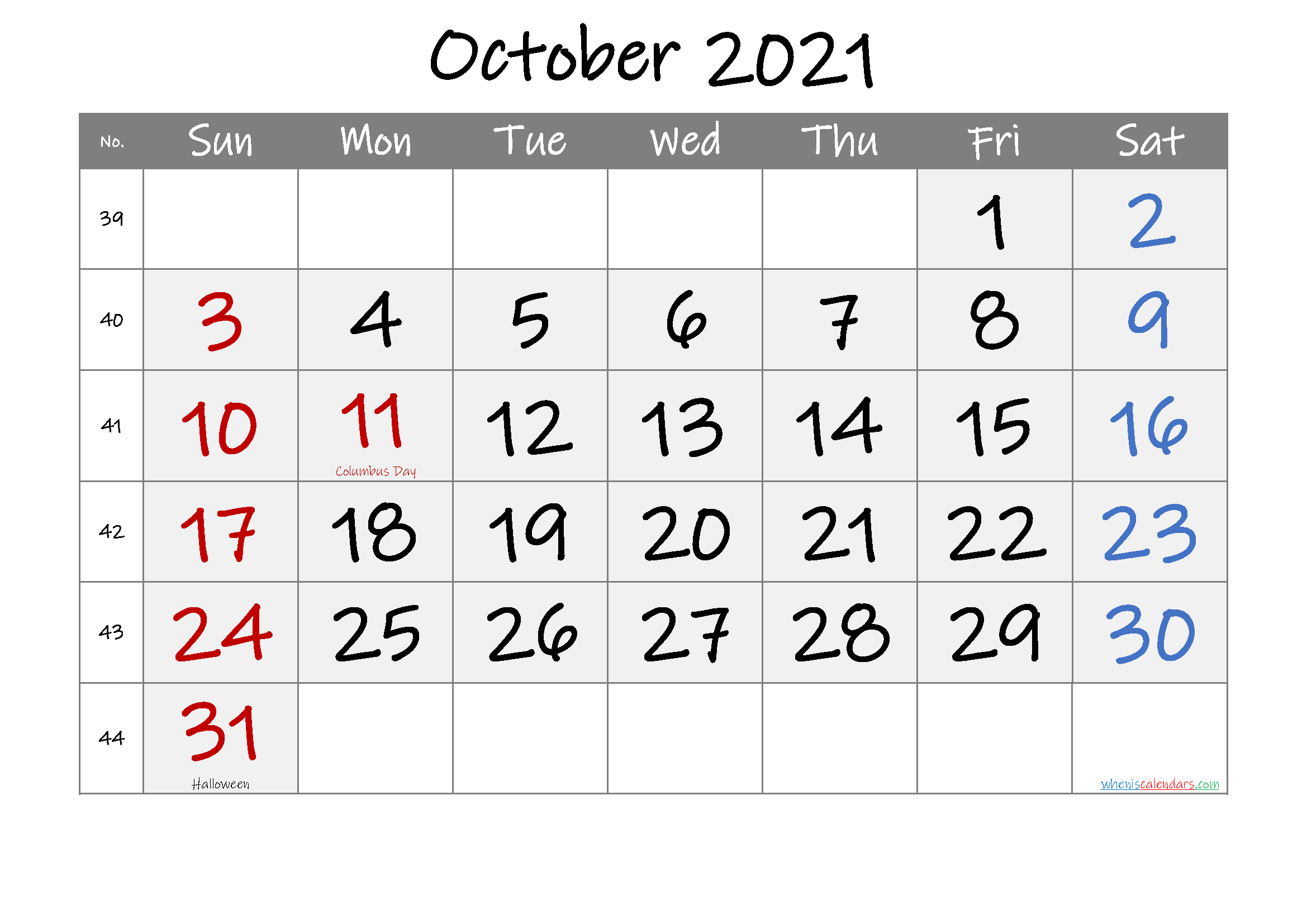 2021 Calendar With Week Number Printable Free Free