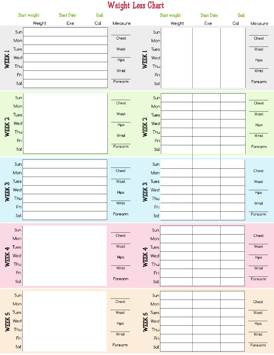 2021 Weight Loss Chart Fillable Printable Pdf Forms