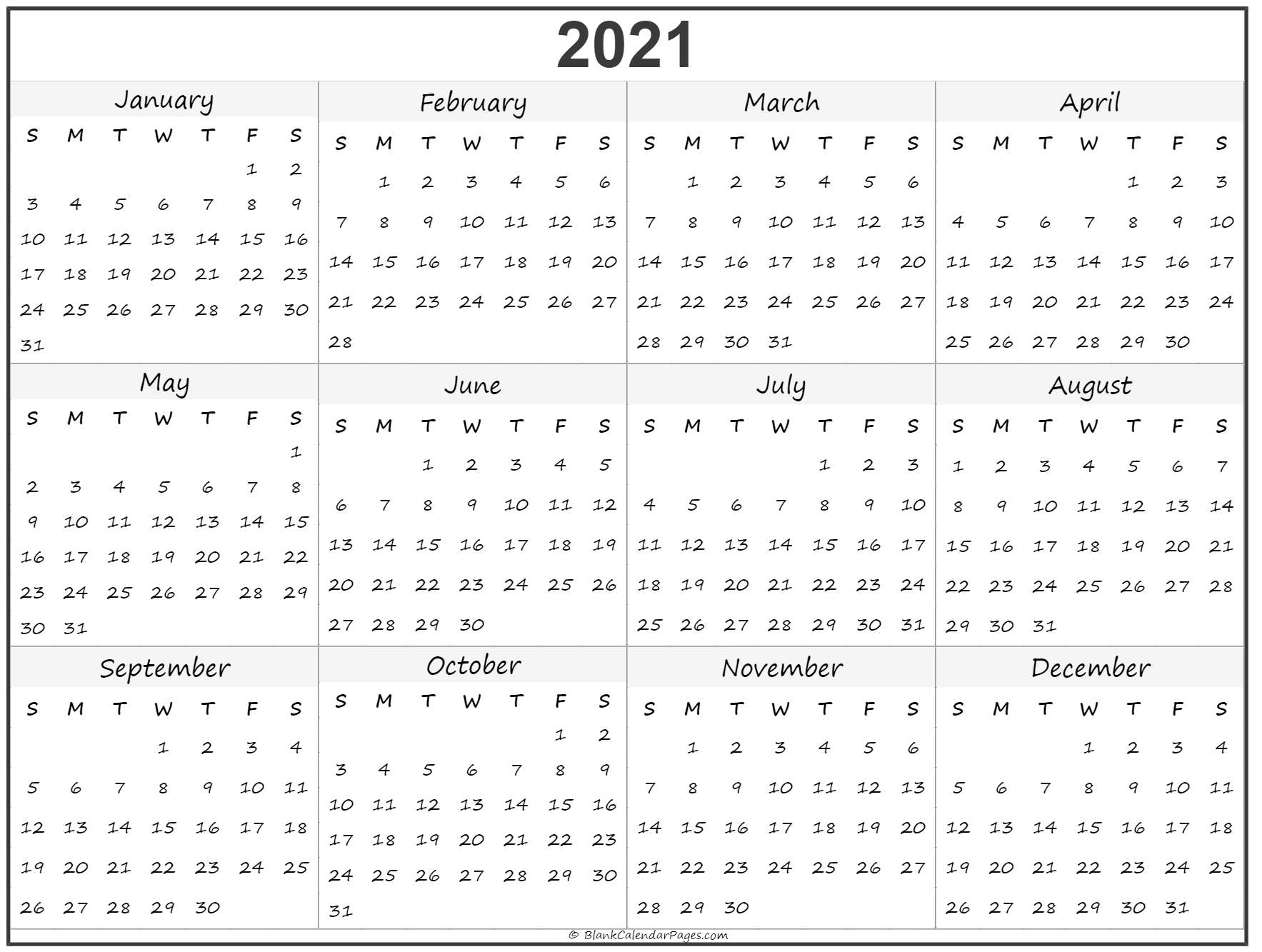 2021 year calendar yearly printable 5