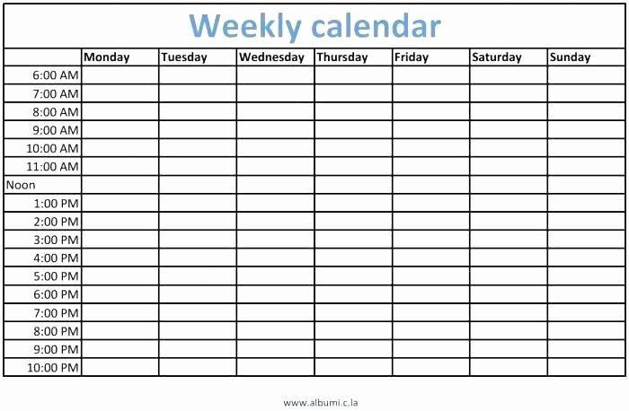 7 Day Calendar Template Fresh Blank 7 Day Calendar With