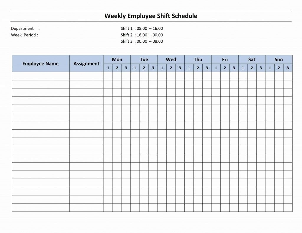 7 Day Employee Schedule Template Blank Calendar Template
