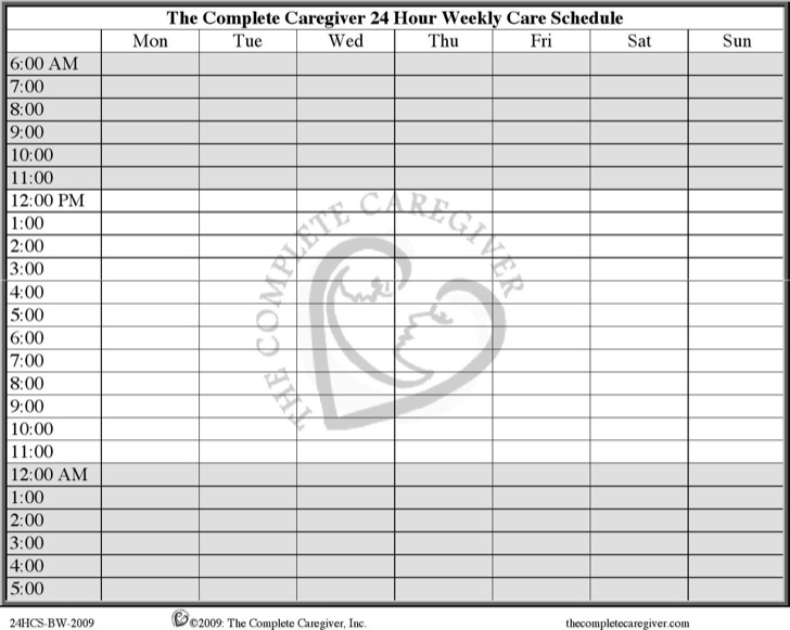 8 24 Hours Schedule Template Free Download