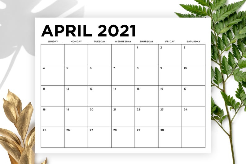 8 5 X 11 Inch 2021 Calendar Template Instant Download Etsy