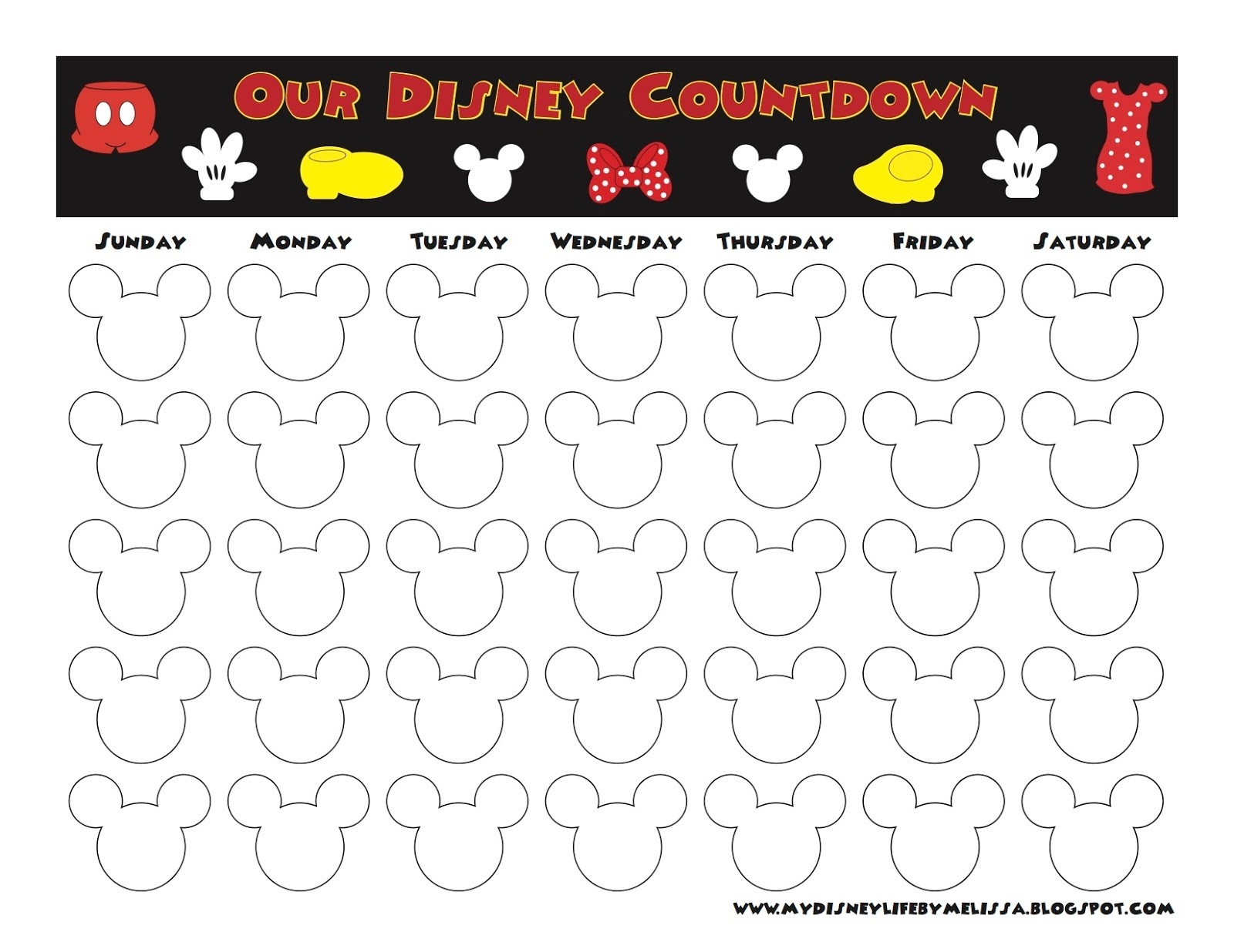 Blank Countdown Calendar 50 Days Calendar Template Printable