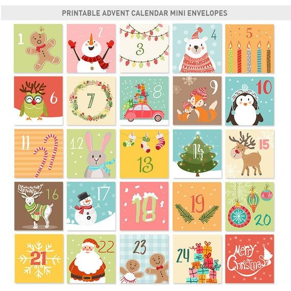 christmas advent calendar mini envelopes tags christmas