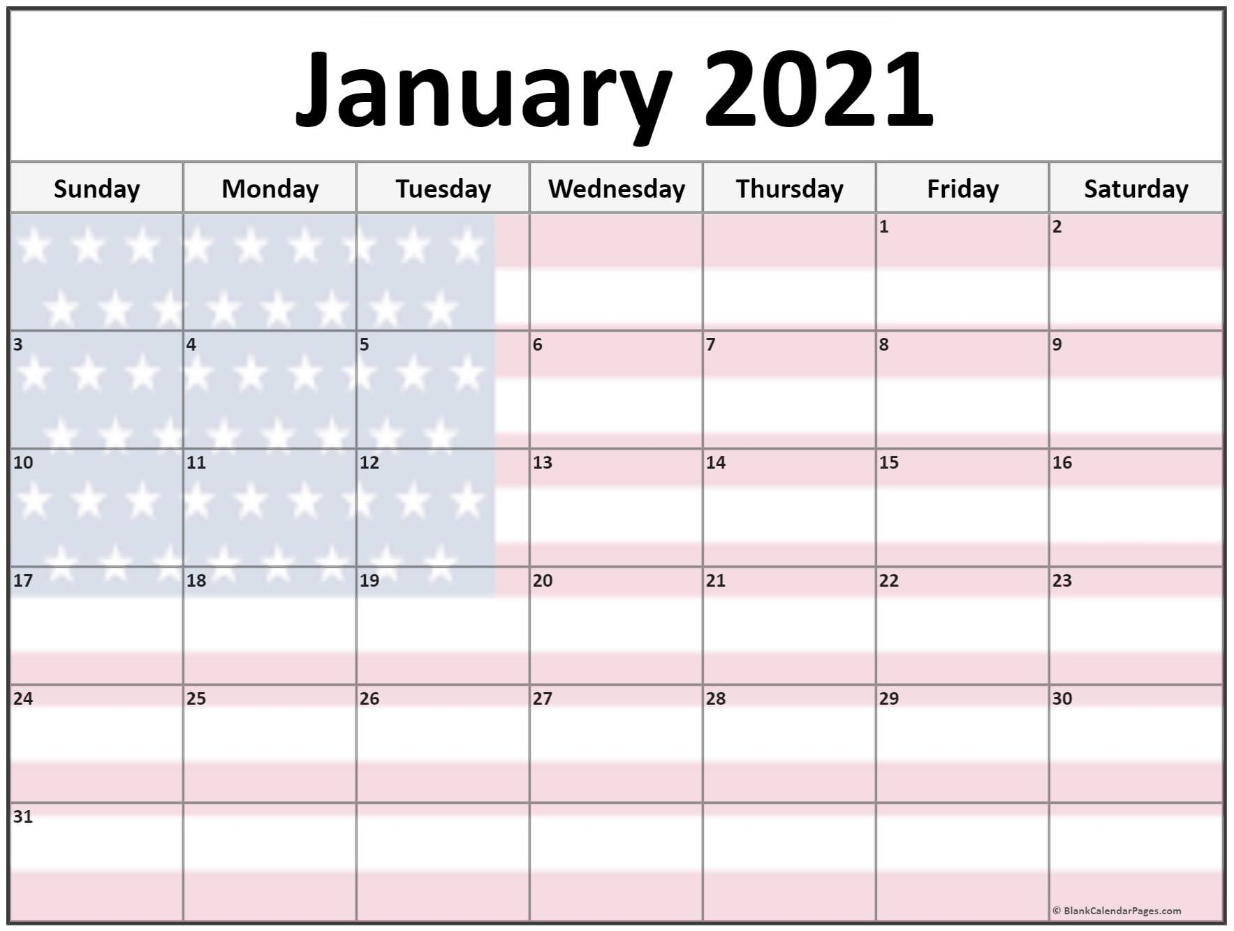 Collection Of January 2021 Photo Calendars With Image Filters