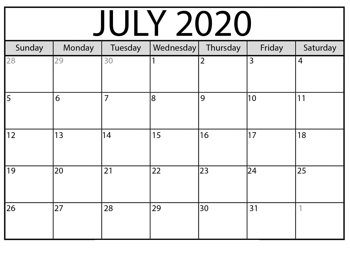 editable july 2020 printable calendar word pdf excel