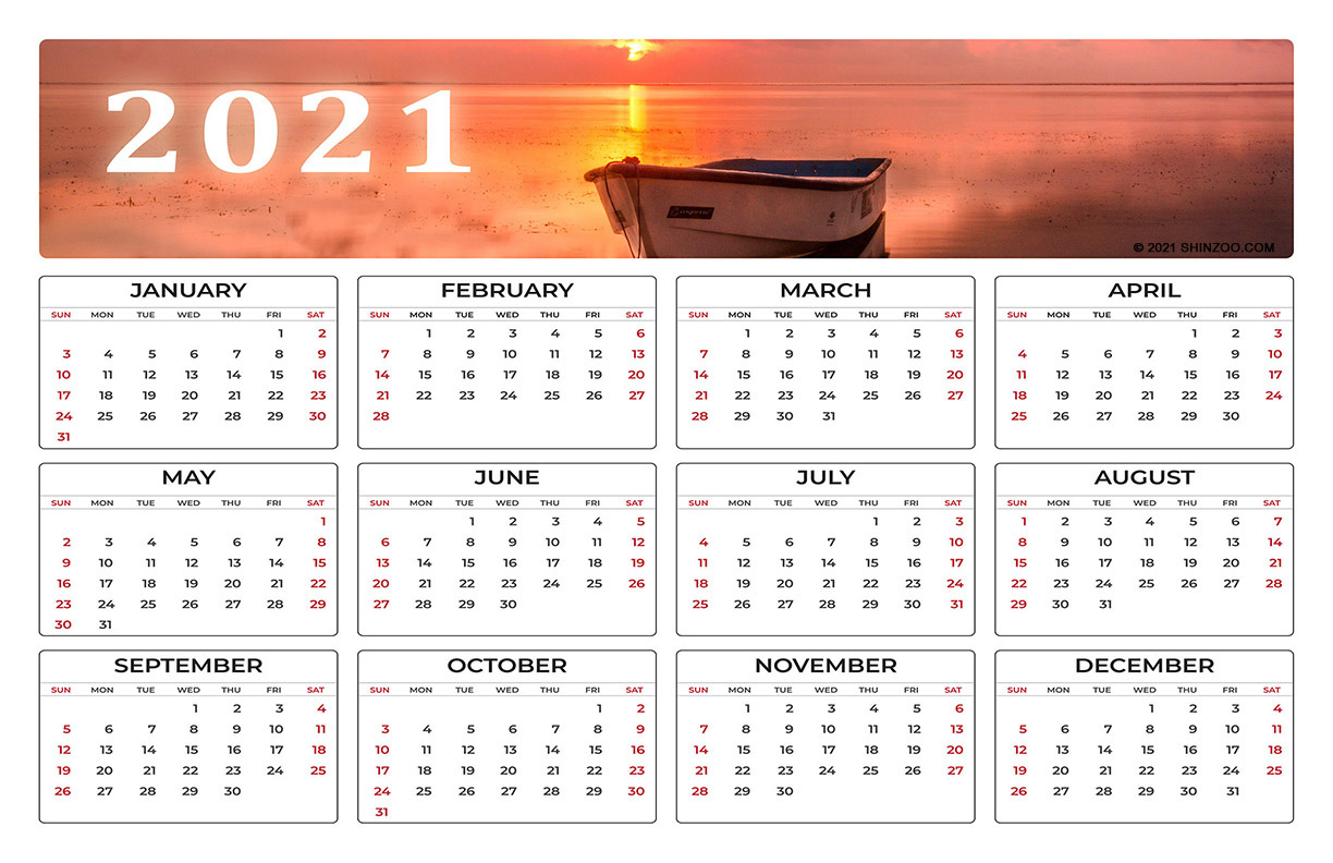 Empty Boat In The Water 2021 Calendar 11×17 Printable