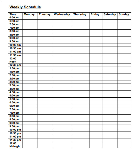 Free 37 Sample Weekly Schedule Templates In Google Docs