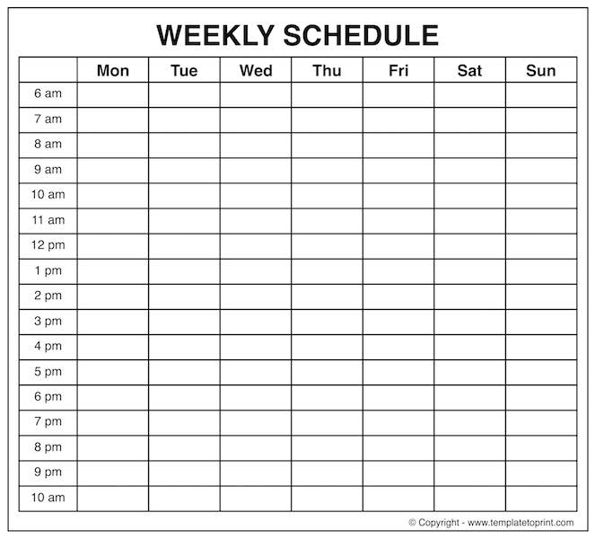 Free Blank Weekly Calendar Templates Printable Weekly