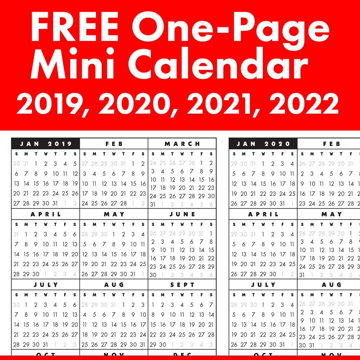 Free Mini Printable Calendars 2020 Example Calendar