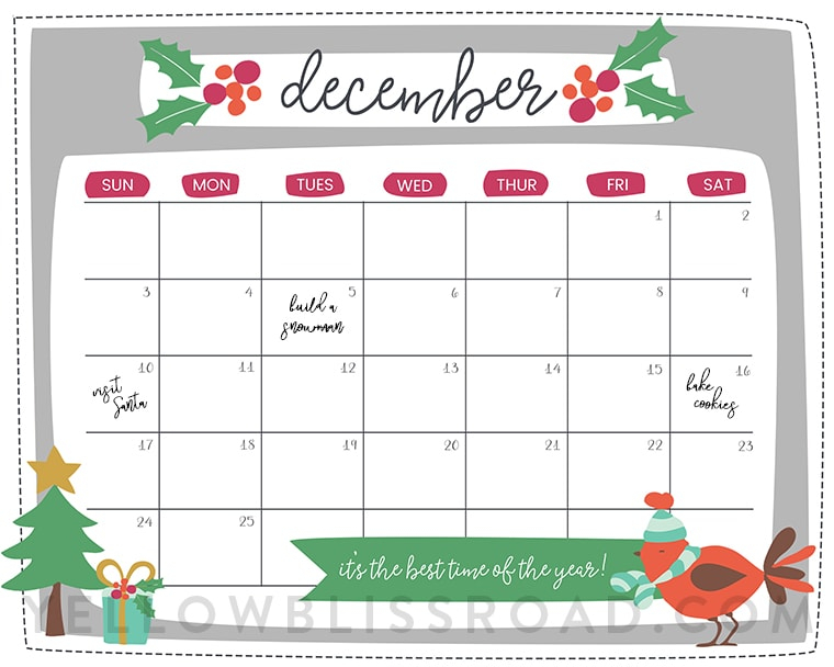 Free Printable Christmas Countdown Calendar For December