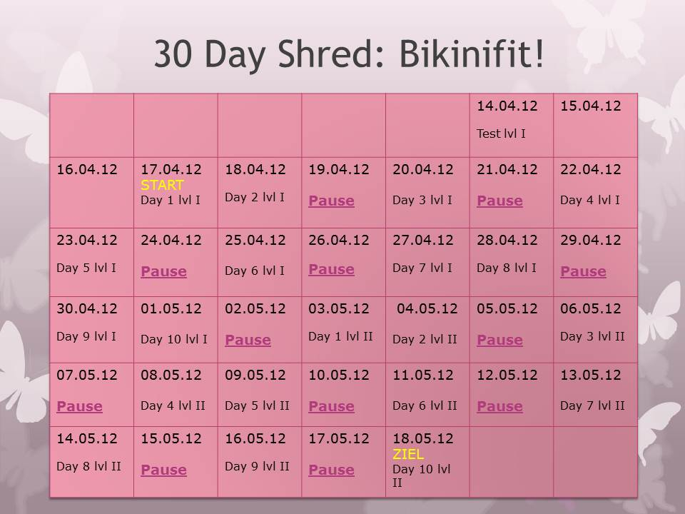 G Shed 30 Day Shred Plan Level 1