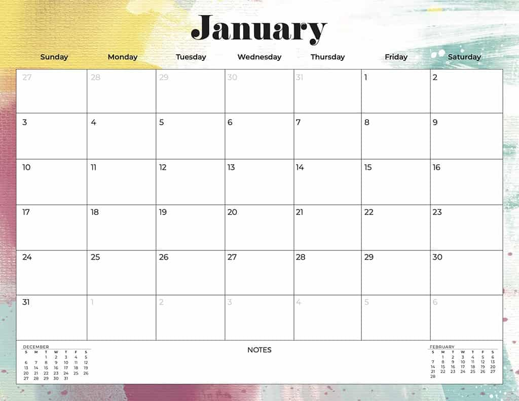 Instant Download January 2021 Calendar January 2021