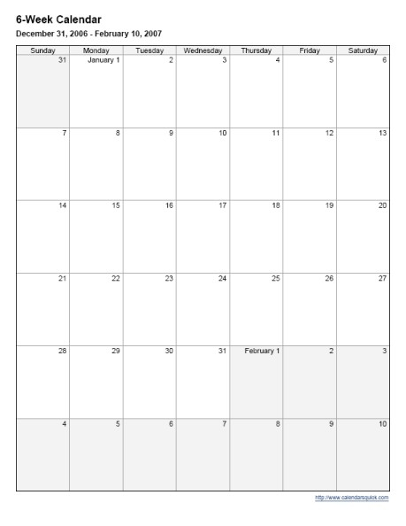Lovely 6 Week Printable Calendar Free Printable Calendar