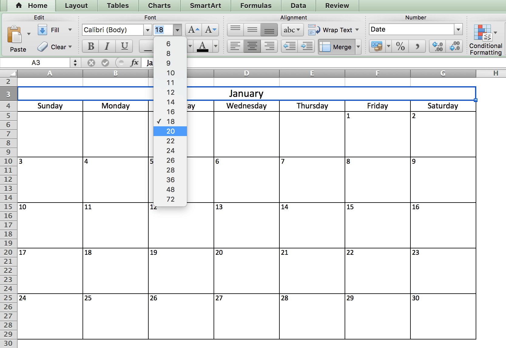 Make A 2018 Calendar In Excel Includes Free Template