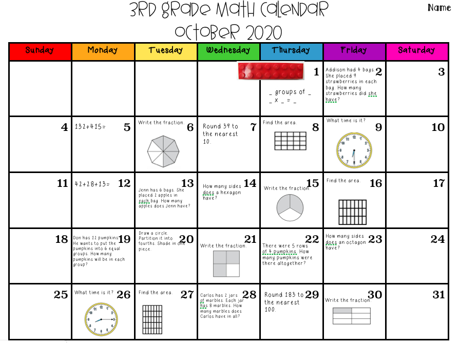 Everyday Math Linear Calendar Calendar Template 2021