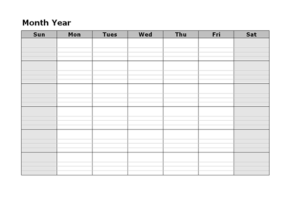Monthly Blank Calendar Free Printable Templates
