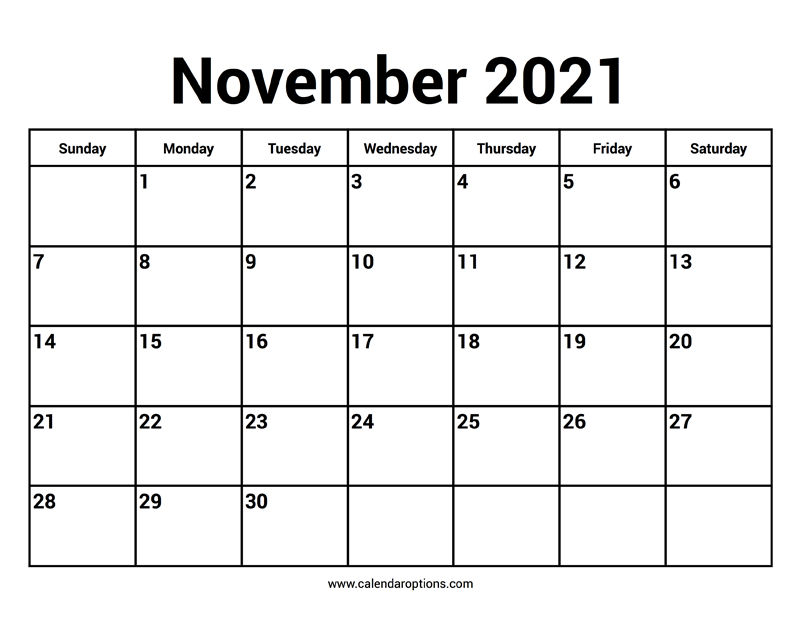 november 2021 calendar calendar options