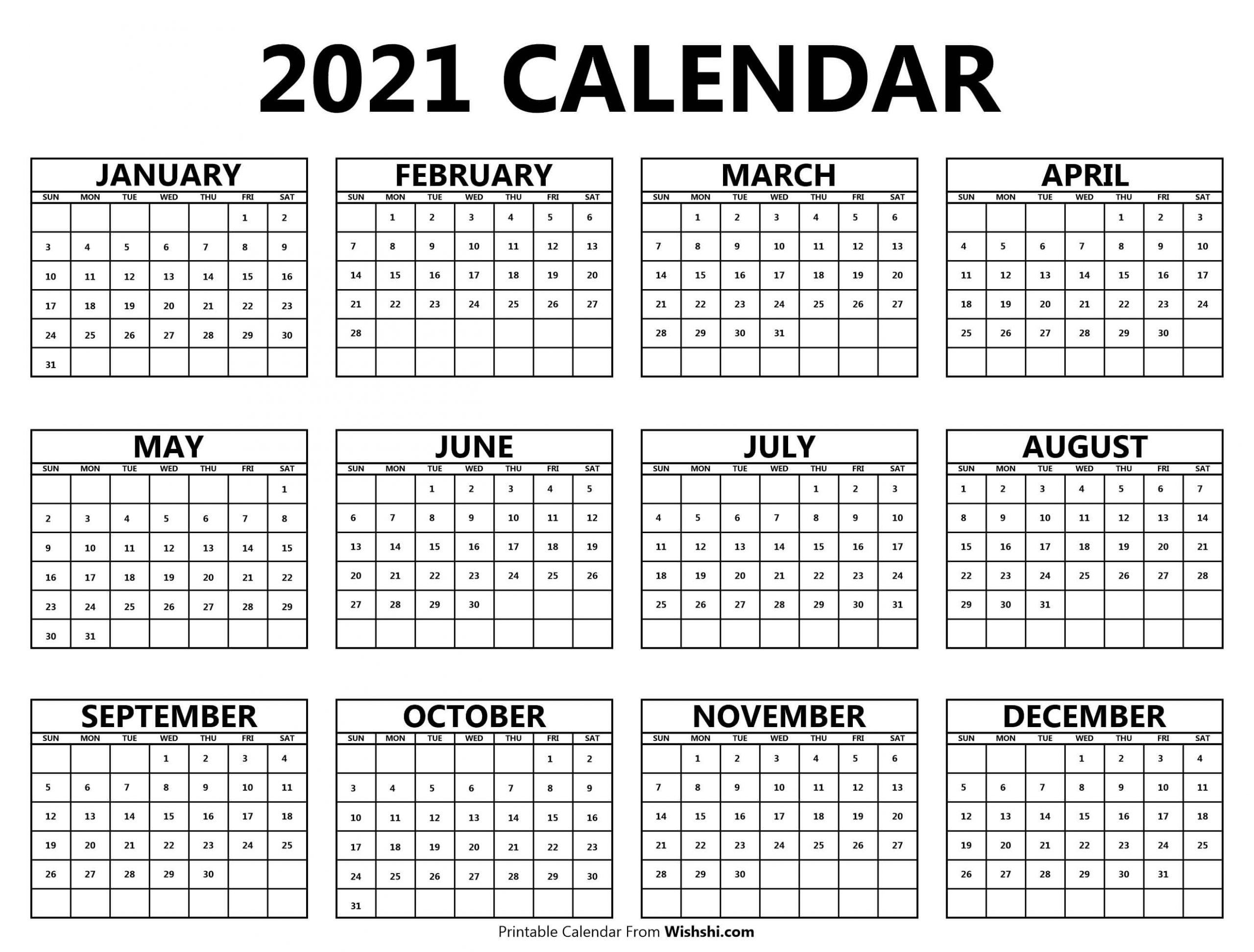 printable 2021 yearly calendar free printable calendars 1