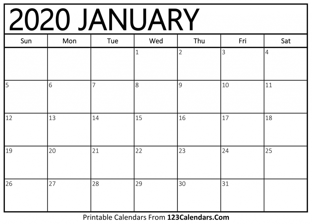 Printable Calendar 2020 That You Can Type On Calendar