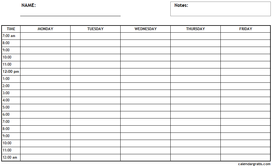 Printable Hourly Schedule Template 24 Hours Planner 1