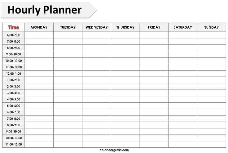 Printable Hourly Schedule Template 24 Hours Planner
