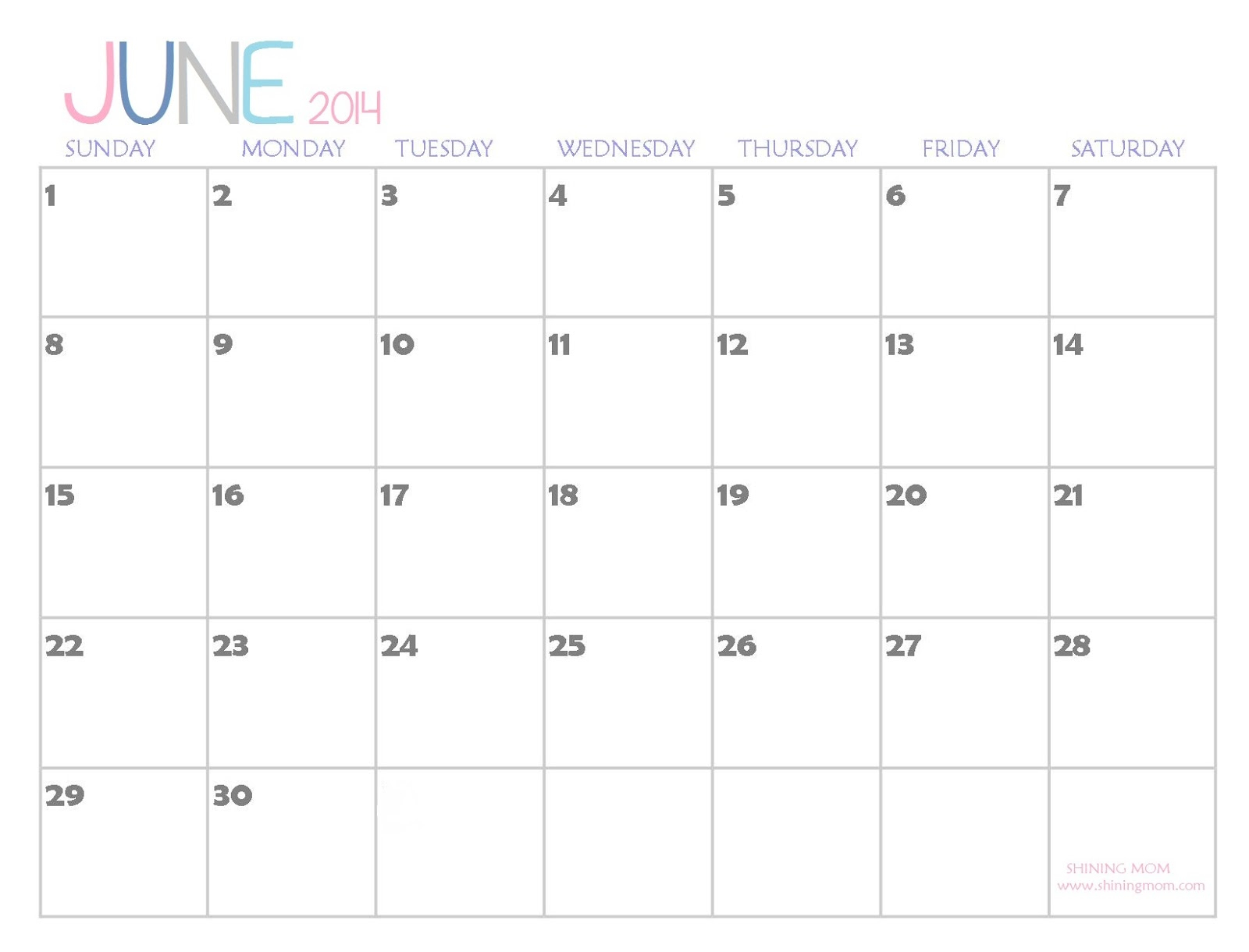 The Free Printable 2014 Calendarshining Mom Is Here