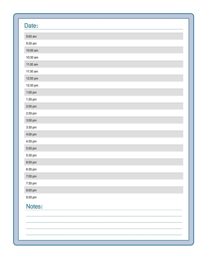 Unique Printable Daily Calendar With Hours Free
