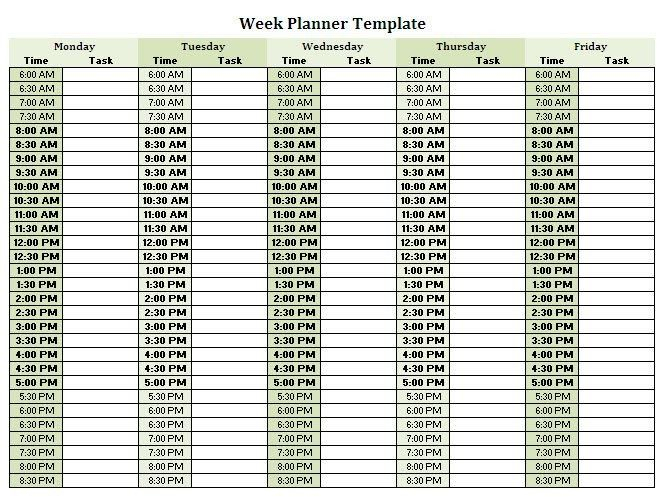 Weekly Schedule Template Half Hour How Weekly Schedule