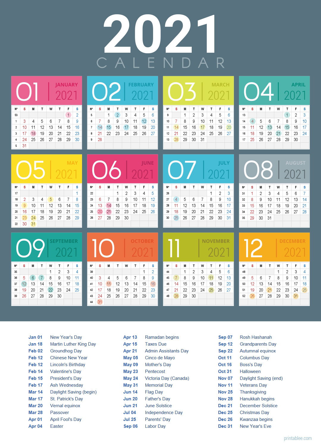 10 Best 2021 Calendar Printable Free Printablee