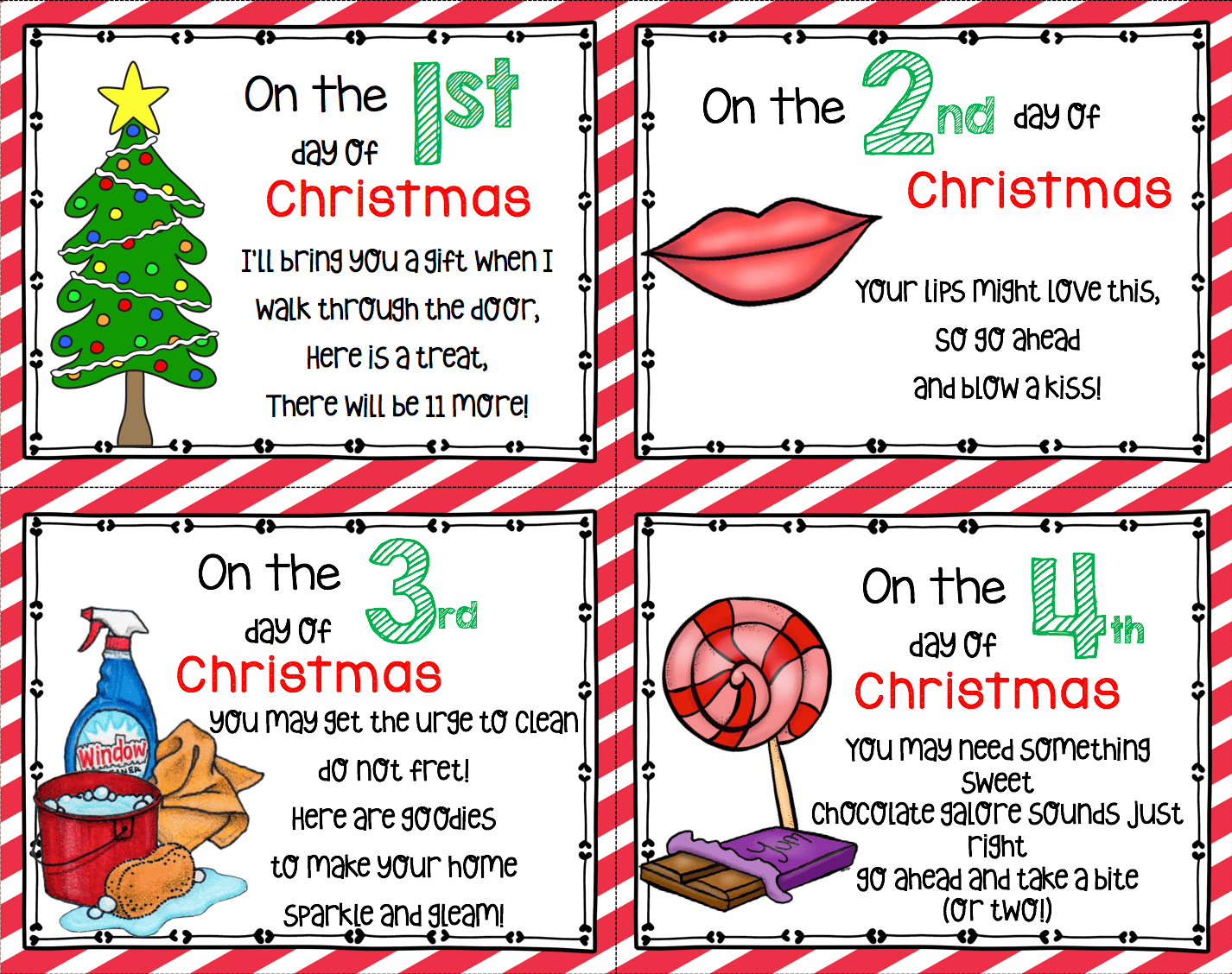 12 Days Of Christmas Free Cards Keeping My Kiddo Busy Christmas Cards Free Teacher