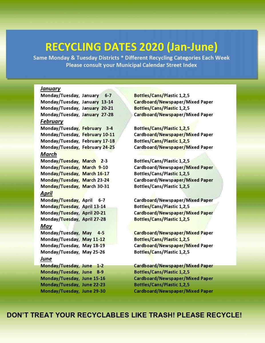 2020 And 2021 Recycling Dates Categories Wyckoff Nj