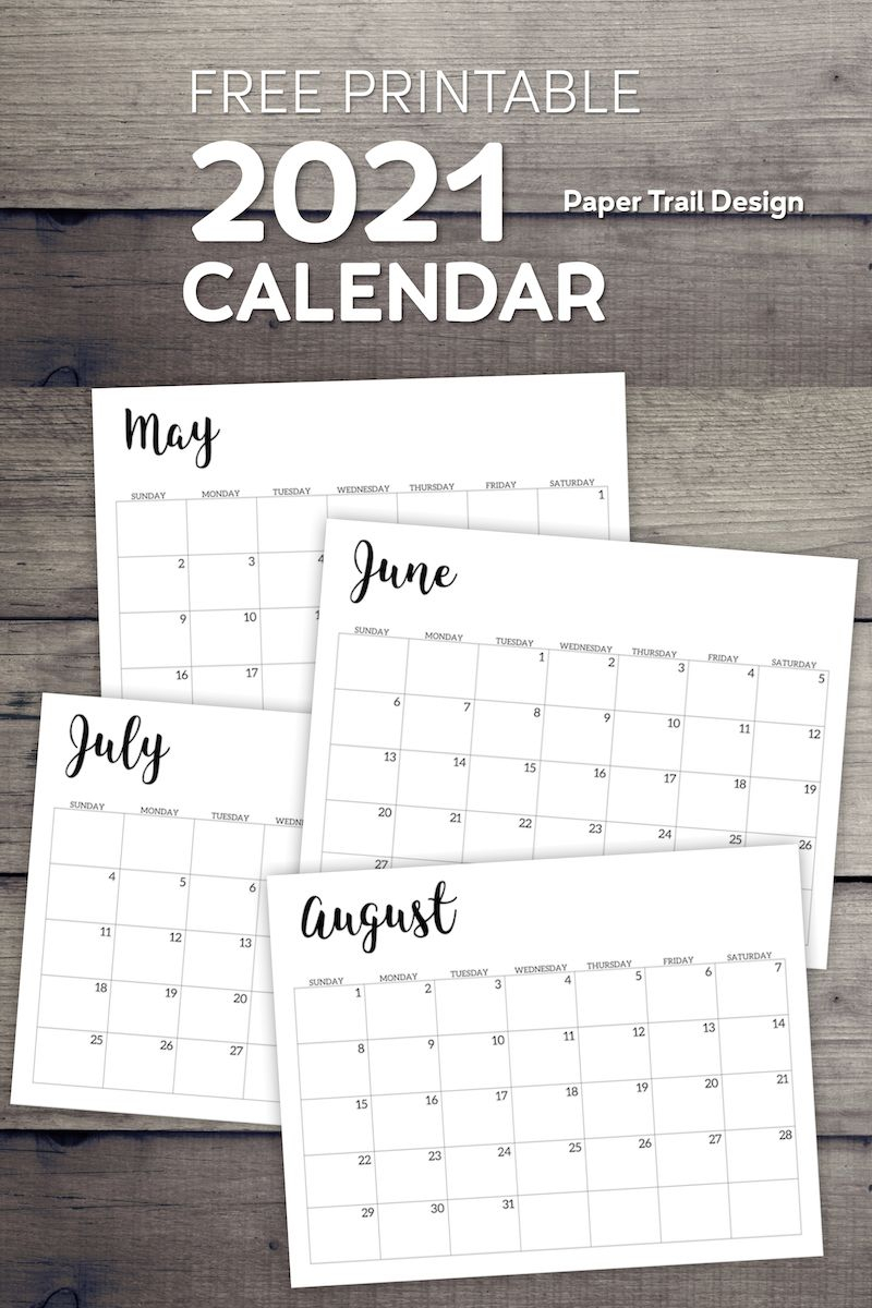 2021 Calendar Printable Free Template Paper Trail Design