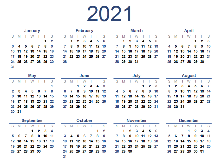 2021 Calendar Printable Printable Calendar 1