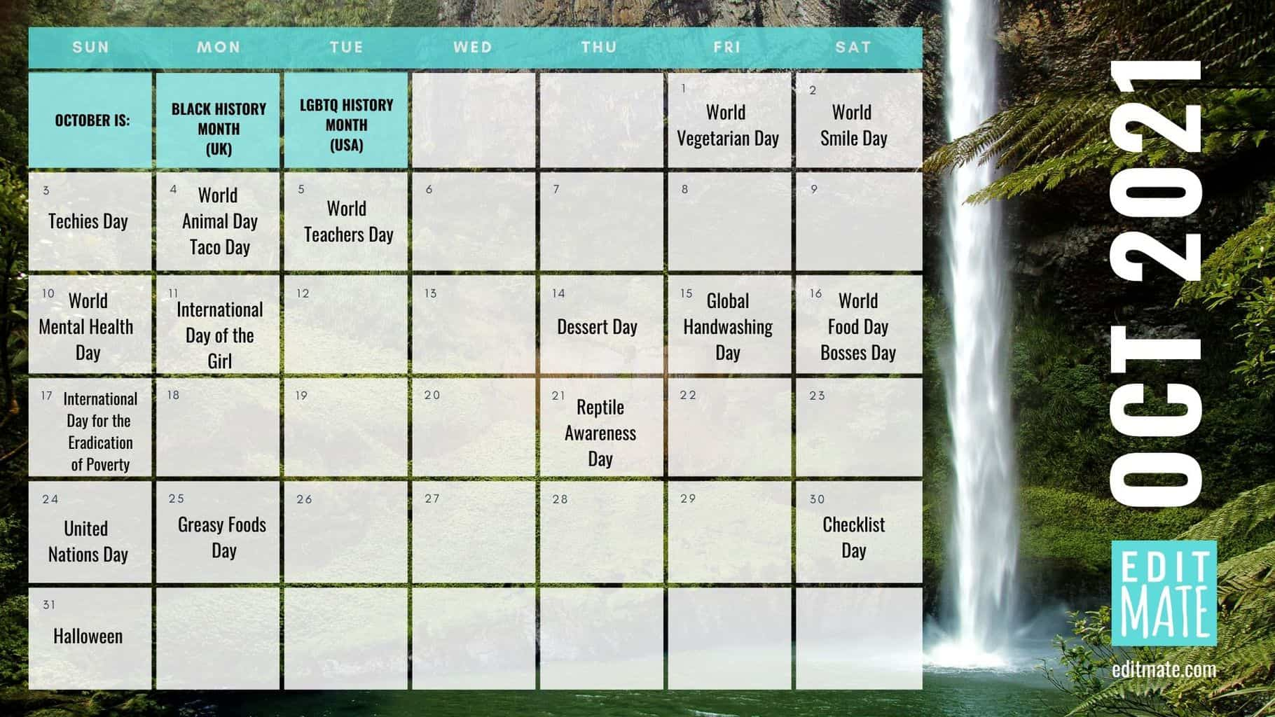 2021 Social Media Holiday Calendar Editmate 1